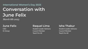 Preview image for the video "Network students in conversation with June Felix, CEO IG Group".