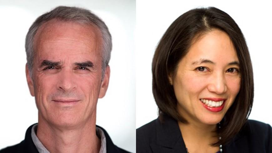 Professional headshot images of Federico Eisner, a white man, and Frances Lim, an Asian woman