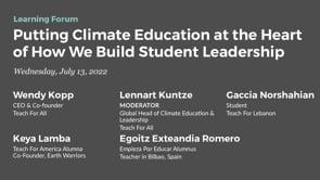 Preview image for the video "Learning Forum Putting Climate Education at the Heart of How We Build Student Leadership (Highlights)". Preview image for the video "Learning Forum Putting Climate Education at the Heart of How We Build Student Leadership (Highlights)".